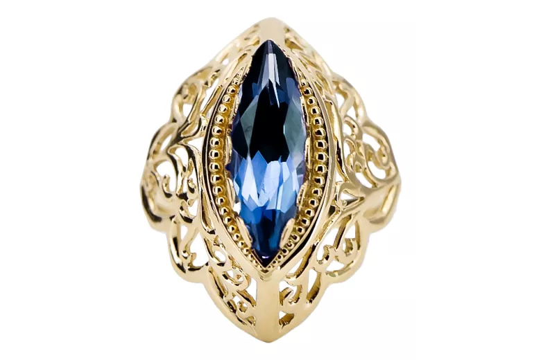 Szafir 14k żółte złoto Pierścionek Vintage vrc017y